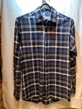 Etro Navy, White & Black Plaid Button-Down Shirt
